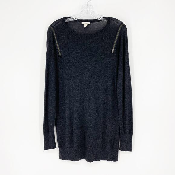 Caslon Cotton Modal Dark Gray Zipper Sweater Size Small - Picture 1 of 7